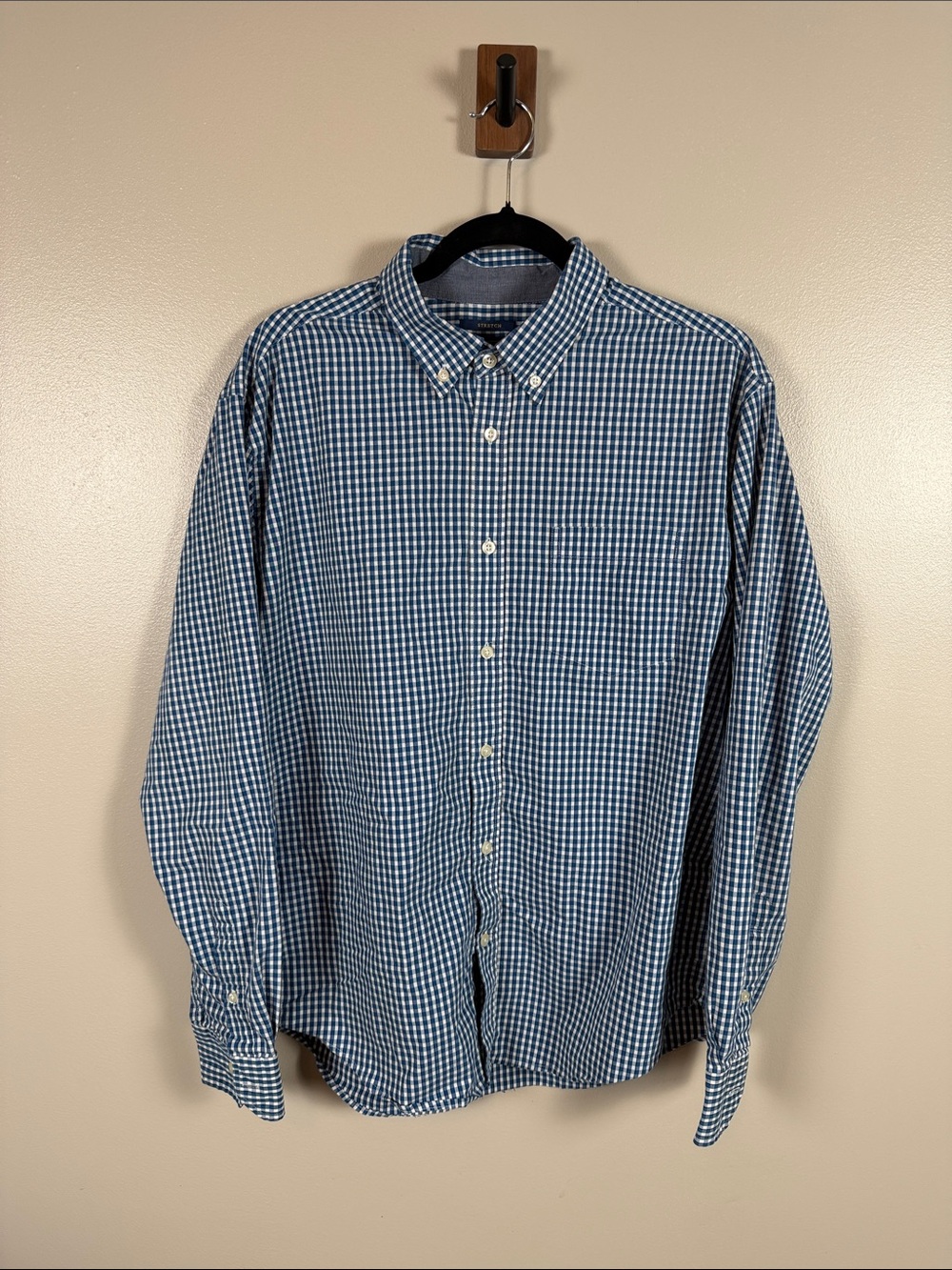 Mason James Blue and White Gingham Button-Down Shirt